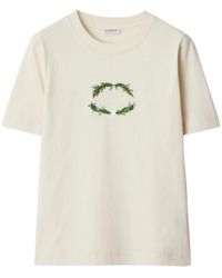 Burberry - Logo Embroidered Crewneck T-Shirt - Lyst