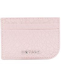 McQueen - Cracked-Effect Logo Plaque Cardholder - Lyst