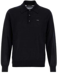Prada - Long-Sleeved Superfine Wool Polo Sweater - Lyst