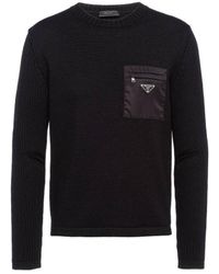 Prada - Logo Rib Knitted Jumper - Lyst