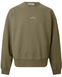 Stone Island - Khaki Crewneck Loose Sweatshirt - Lyst