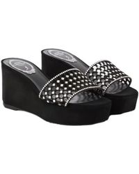 Rene Caovilla - Embellished Suede Platform Slides - Lyst