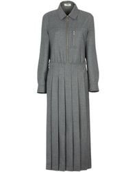 Fendi - Long Sleeved Pleated Shirt-Style Jumpsuit - Lyst