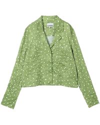 Ganni - Crinkled Polka-Dot Shirt - Lyst