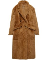 Prada - Shearling Double-Breasted Coat - Lyst