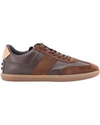 Tod's - Allacciata Cassetta Leather And Suede Sneakers - Lyst