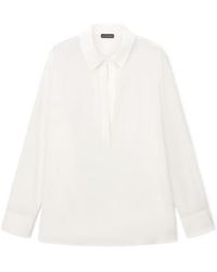 Emporio Armani - Silk Crepe De Chine Shirt With A Concealed Button Placket - Lyst