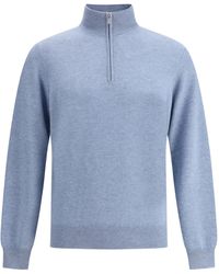 Brunello Cucinelli - Funnel-Neck Knitted Polo Shirt - Lyst
