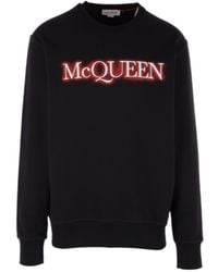 McQueen - Logo Printed Crewneck Sweatshirt - Lyst