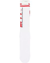 Off-White c/o Virgil Abloh - Logo Print Striped Socks - Lyst
