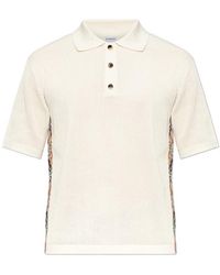 Burberry - Checked Ribbed Short Sleeve Polo Shirt - Lyst