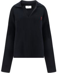 Ami Paris - Ami De Coeur Long-Sleeved Knitted Jumper - Lyst