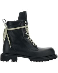 Rick Owens - 'Low Army' Ankle Boots With Decorative Oversize Laces And Lug Sole - Lyst