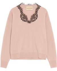 Valentino - Cashmere Jumper With Lace - Lyst