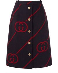 Gucci - Interlocking G Reversible Wool Skirt - Lyst