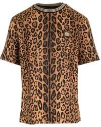 Dolce & Gabbana - Leopard-Printed Crewneck T-Shirt - Lyst