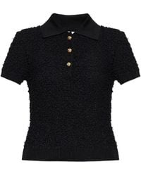 Balmain - Textured Short Sleeve Polo Top - Lyst