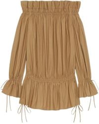 Saint Laurent - Gathered Off-Shoulder Mini Dress - Lyst