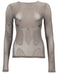 Jean Paul Gaultier - Embroidered Round Neck Top - Lyst