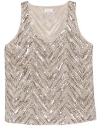 Brunello Cucinelli - Sequin-Embellished Chevron Top - Lyst