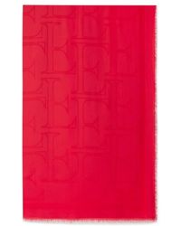 Elisabetta Franchi - Logo-Jacquard Frayed Scarf - Lyst