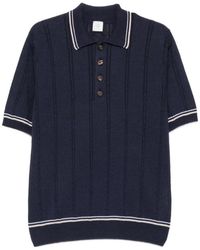 Eleventy - Cable-Knit Striped-Trim Polo Shirt - Lyst