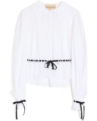 Valentino - Embroidered Tie Detailed Long-Sleeve Shirt - Lyst