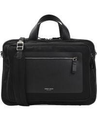 Giorgio Armani - Pebbled-Leather And Nylon Briefcase - Lyst