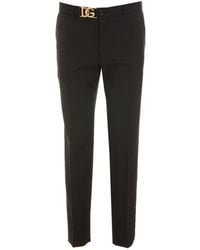 Dolce & Gabbana - Logo-Plaque Slim-Fit Trousers - Lyst