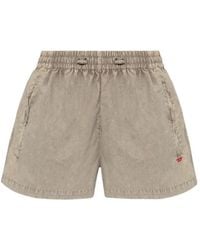 DIESEL - S-Oul Drawstring-Waist Logo-Embroidered Mini Shorts - Lyst