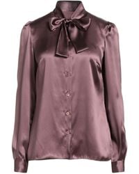 Dolce & Gabbana - Bow Collar Satin Long Sleeve Blouse - Lyst