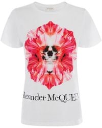 McQueen - T-Shirt With Round Neck And Short Sleeves - Lyst