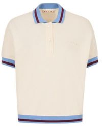 Marni - Logo Embroidered Stripe-Detail Polo Shirt - Lyst