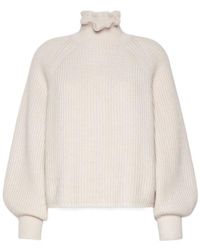 Max Mara - Pontile Ruffled Turtleneck Knitted Jumper - Lyst