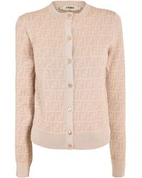 Fendi - Light Crew Neck Knit Cardigan - Lyst