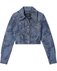 Etro - Jacquard-Print Denim Jacket - Lyst