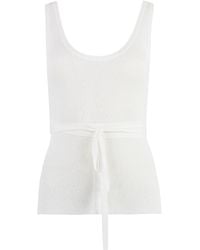 P.A.R.O.S.H. - Tied Waist Ribbed Tank Top - Lyst