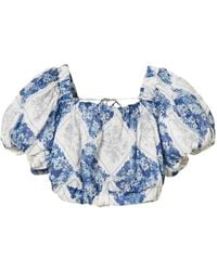 Twinset - Floral Puff-Sleeve Cropped Top - Lyst