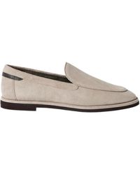 Brunello Cucinelli - Suede Loafers With Shiny Detail - Lyst