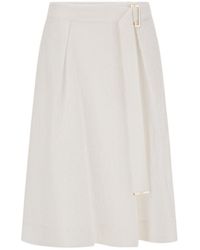 Herno - Belted Textured Midi Skirt - Lyst