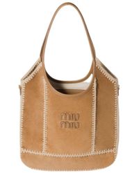Miu Miu - Ivy Suede And Crochet Bag - Lyst