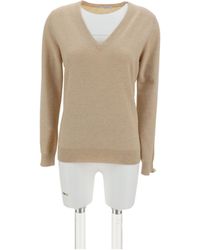 Brunello Cucinelli - V-Neck Knitted Jumper - Lyst