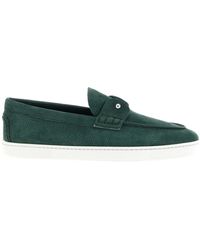Christian Louboutin - Chambeliboat Pebbled Metal-Bar Loafers - Lyst