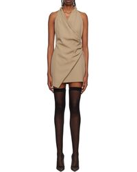 Balmain - V-Neck Draped Mini Dress - Lyst