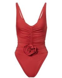 Magda Butrym - Floral-Appliqué Ruched Swimsuit - Lyst