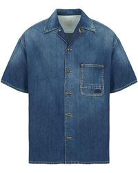 McQueen - Collared Short-Sleeved Denim Shirt - Lyst