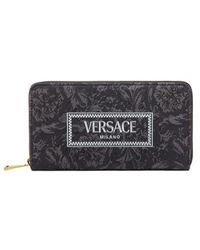 Versace - Logo-Embroidered Zip-Up Wallet - Lyst
