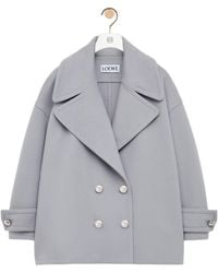 Loewe - Double-Breasted Short Peacoat - Lyst