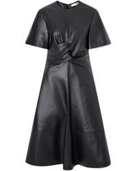 Altuzarra - Wrap-Effect Paneled Leather Midi Dress - Lyst