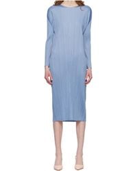 Pleats Please Issey Miyake - Pleated Knit Midi Dress - Lyst